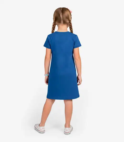 Vestido Feminino Infantil em Molecotton Select Azul
