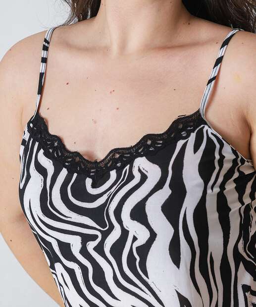 Camisola Plus Size Liganete Animal Print Marisa Preto