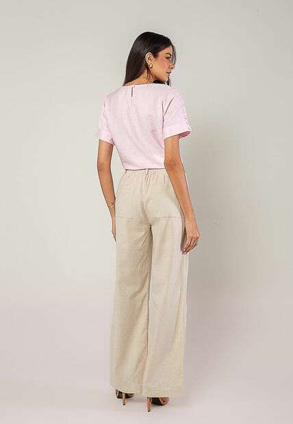 Blusa Alfaiataria Com Botões Na Manga Rosa Salvatore