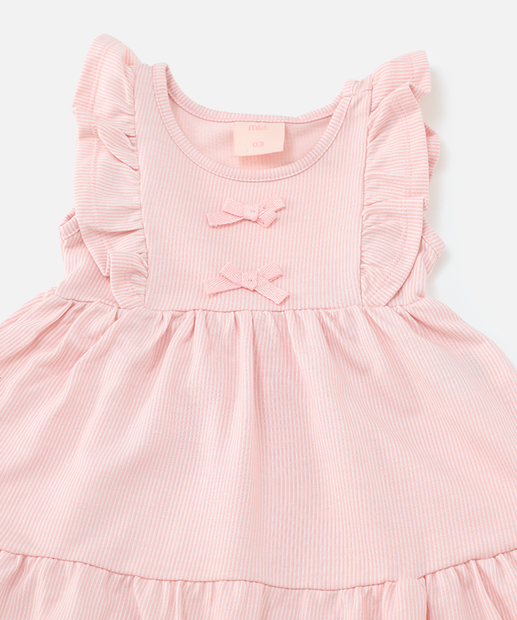 Vestido Infantil Textura Laços Marisa Tam 1 a 3 Rosa