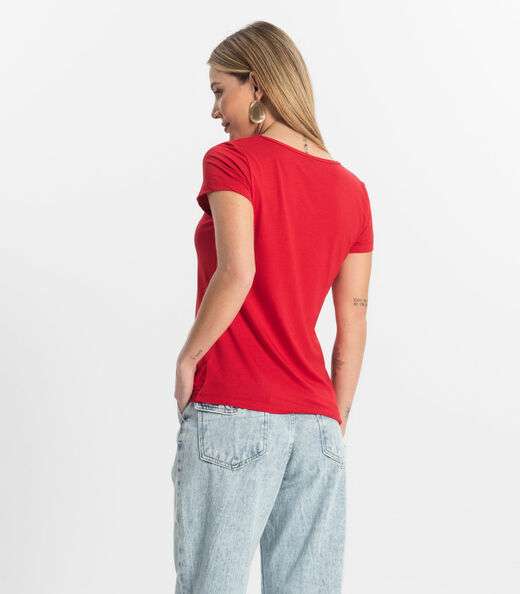 Blusa Feminina Viscotorcion Básica Rovitex Vermelho