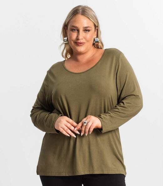 Blusa Manga Longa Viscotorcion Secret Glam Verde