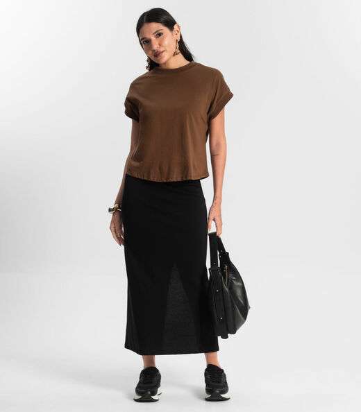 Blusa Feminina Meia Malha Marrom