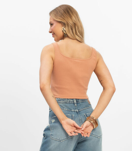 Top Básico Feminino em Ribana Rovitex Marrom