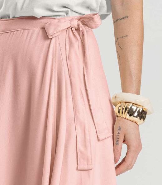 Saia Feminina Midi Envelope Dianna Rosa