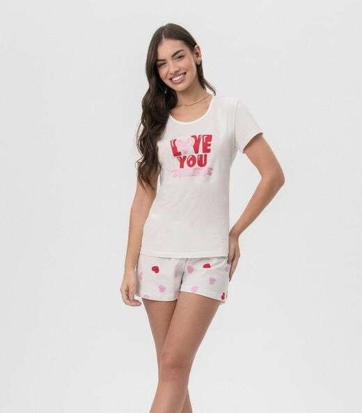 Image_Short Doll Feminino Corações Mensageira Da Paz Branco