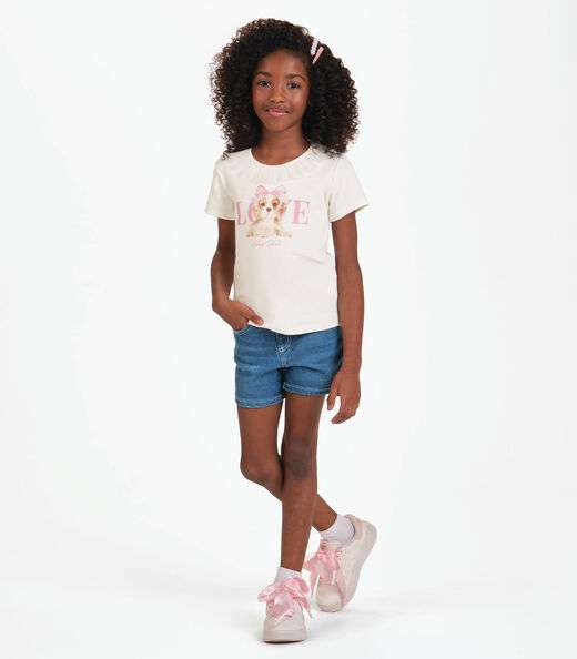 Conjunto Menina Blusa Com Shorts Trick Nick Bege