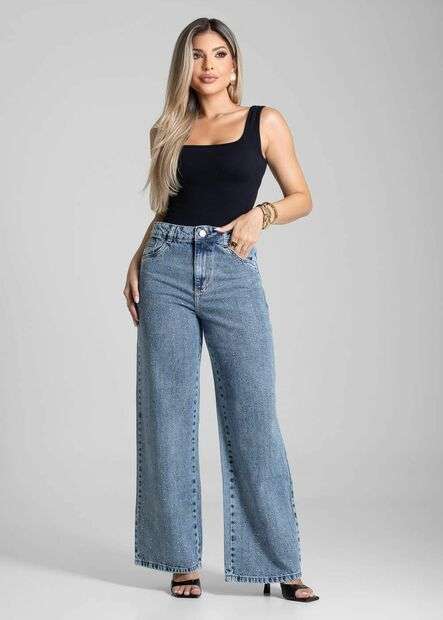 Calça Jeans Sawary Wide Leg Petit - 282569