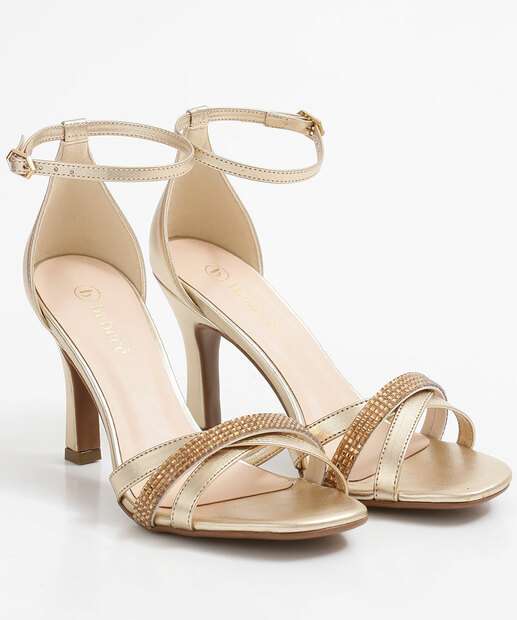 Sandália Salto Fino Feminina Strass Bebecê 