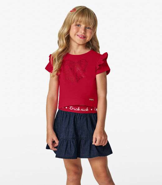 Image_Conjunto Infantil Blusa Com Saia Trick Nick Vermelho