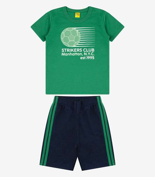 Conjunto Camiseta com Bermuda Menino Rovi Kids Verde