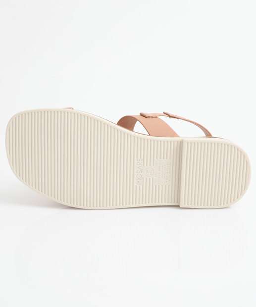 Sandália Feminina Rasteira Pedras Modare Bege