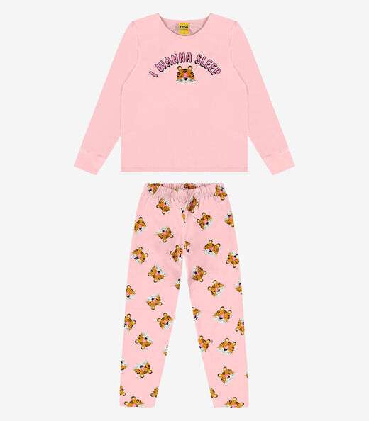 Pijama meia malha Rovi Kids Rosa
