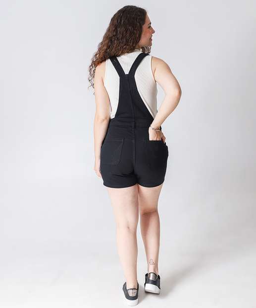 Jardineira Feminina Sarja Bolso Preto