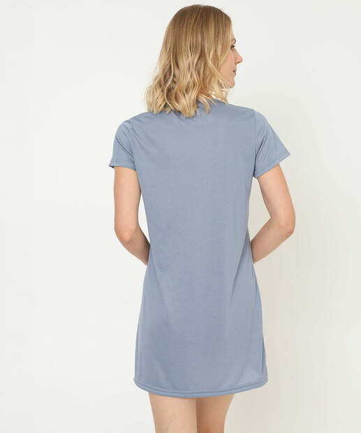 Camisola Estampa Frontal Manga Curta Marisa Azul