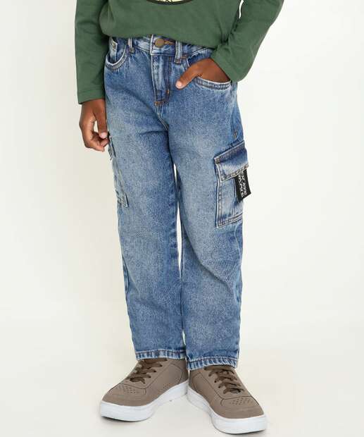 Calça Infantil Cargo Jeans MR Tam 4 a 10