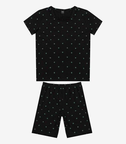 Pijama Infantil Camiseta e Bermuda Select Preto
