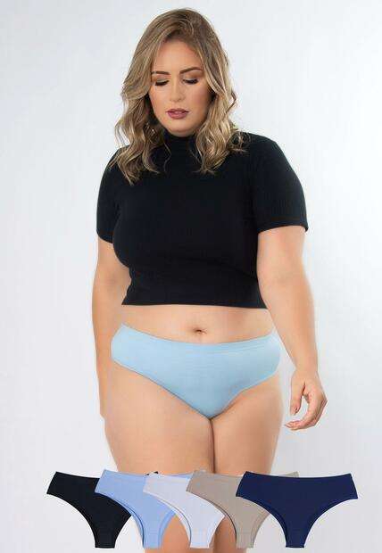 Kit 5 Calcinhas Pérola Plus Size Microfibra Concept Lingerie Multicolorido