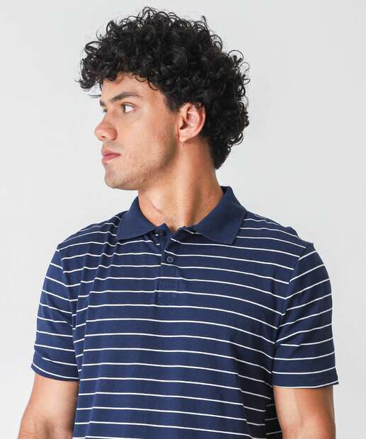 Polo Masculina Listrada Manga Curta MR