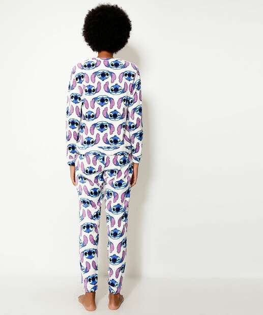 Pijama Feminino Fleece Stitch Manga Longa Disney
