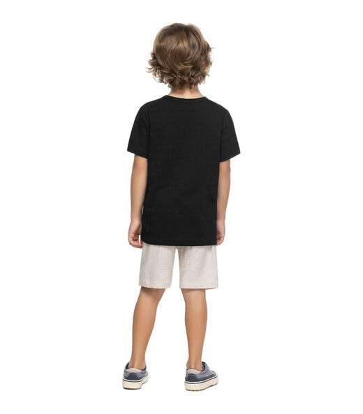 Camiseta Infantil Masculina  Meia Malha Trick Nick Preto