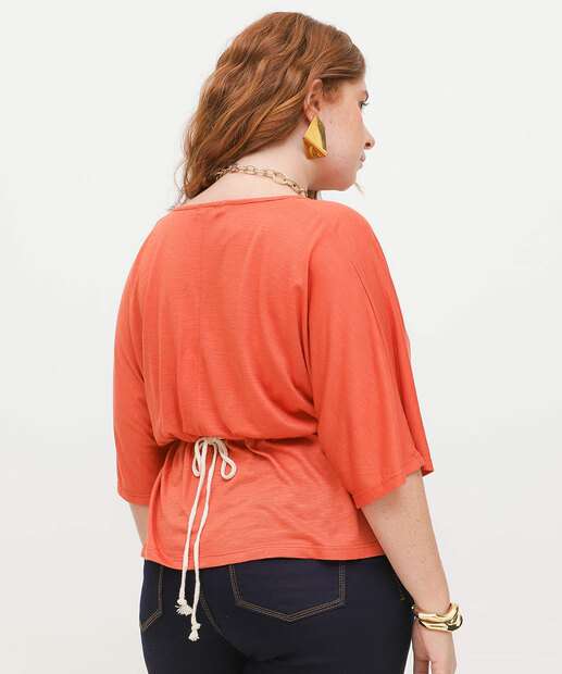 Blusa Plus Size Feminina Tiras Manga Curta Marisa