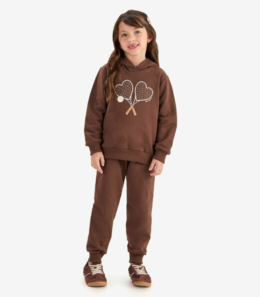 Conjunto Blusão com Calça Moletom Rovi Kids Marrom