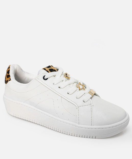 Image_Tênis Feminino Casual Recorte Animal Print Branco