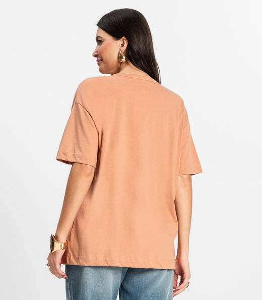 Blusa Feminina Manga Curta em Meia Malha Rovitex Marrom