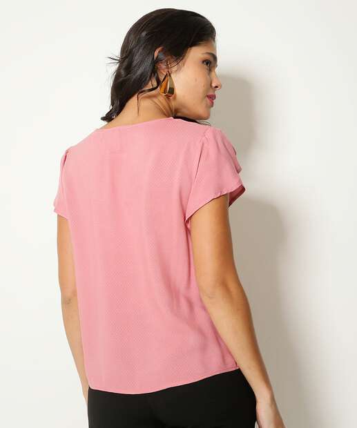 Blusa Feminina Manga Curta Babado Marisa