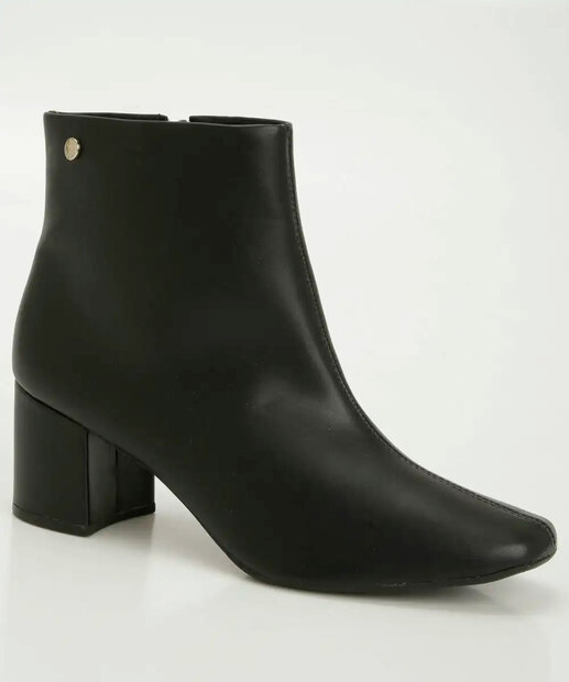 Bota Feminina Ankle Boot Nobuck Salto Grosso Via Uno