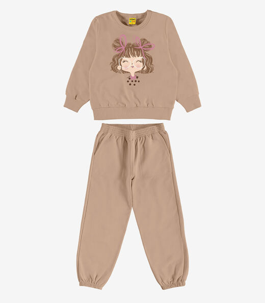 Image_Conjunto Blusão Com Calça Feminino Rovi Kids Marrom