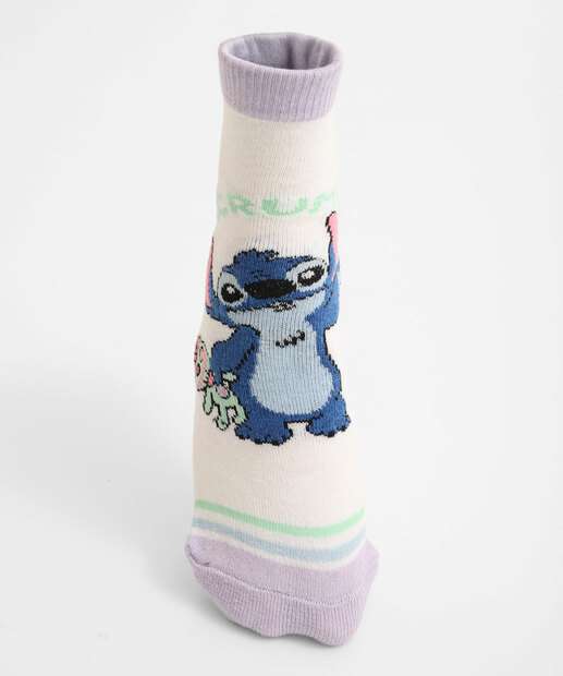 Kit 2 Meias Infantil Estampa Stitch Disney Branco