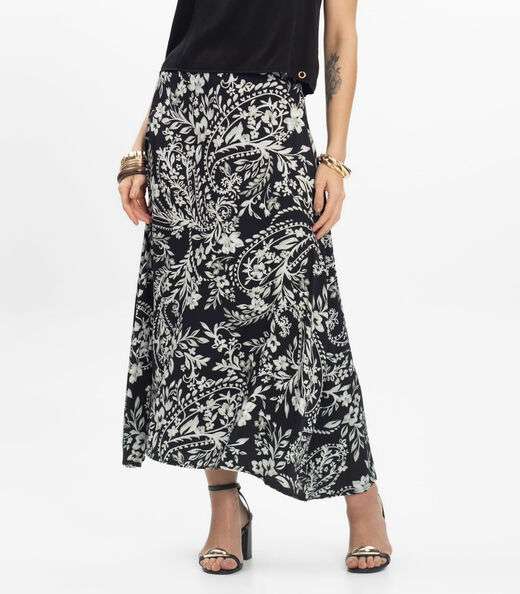 Saia Midi Viscose Khyara Feminina Endless Preto