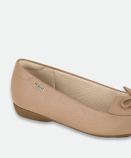 Sapatilha Feminina Bico Redondo Laço Modare Bege