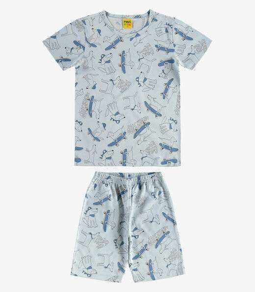 Pijama Meia Malha Rovi Kids Azul