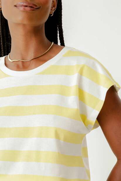 Blusa Feminina Listrada Manga Curta Marisa Off White