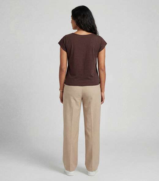 Blusa Feminina Meia Malha Com Estampa Infinita Cor Marrom