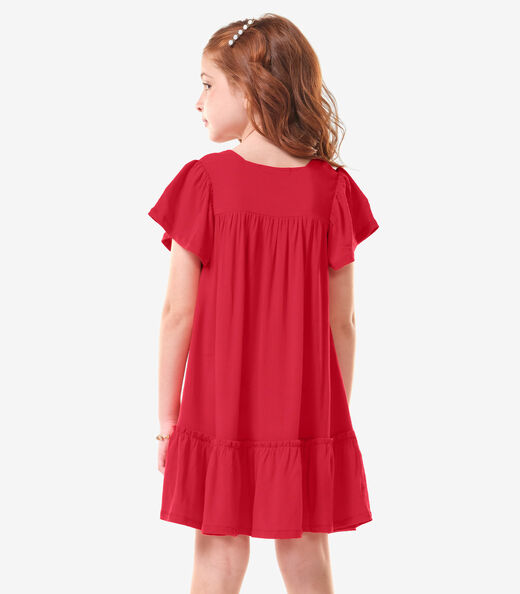 Vestido Infantil Viscose Liso Trick Nick Vermelho