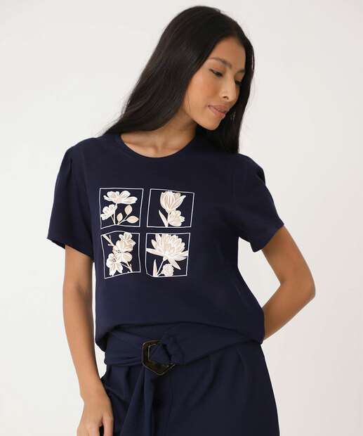 Blusa Feminina Manga Princesa Estampada Marisa