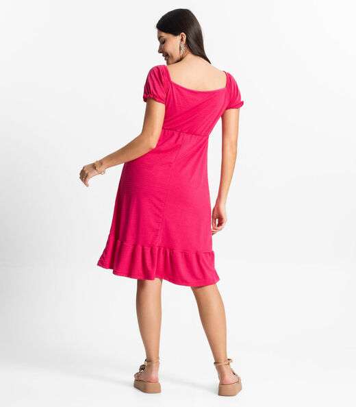Vestido Feminino Curto Tecido Maquinetado Use Up Rosa