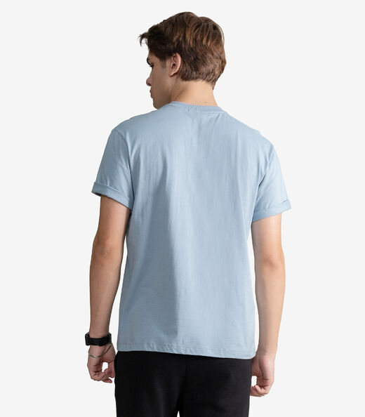 Camiseta Masculina Meia Malha Com Estampa Minty Azul
