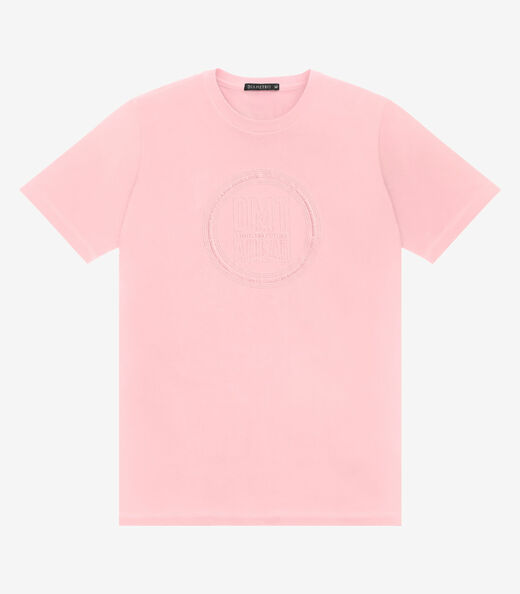 Camiseta Masculina Manga Curta Meia Malha Diametro Rosa