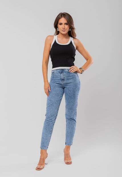 Regata Tricot Viés Colorido Branco Salvatore Fashion