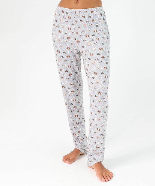 Pijama Americano Feminino Cachorro Marisa Cinza
