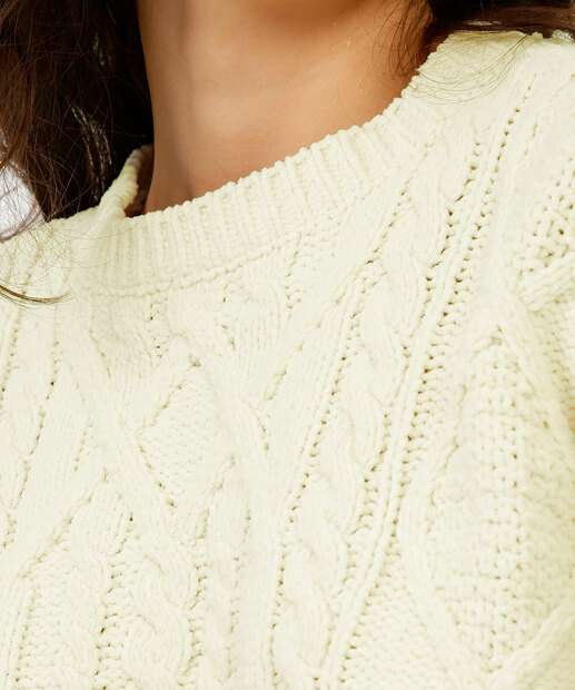 Suéter Feminino Cropped Chenille Textura Marisa