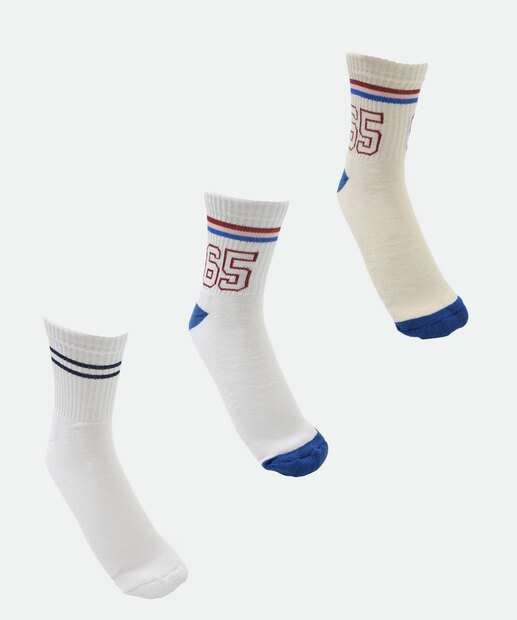 Image_Kit 3 Pares Meias Masculina Cano Longo Marisa Branco