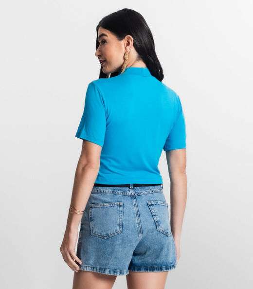 Blusa Feminina Gola Alta Select Azul
