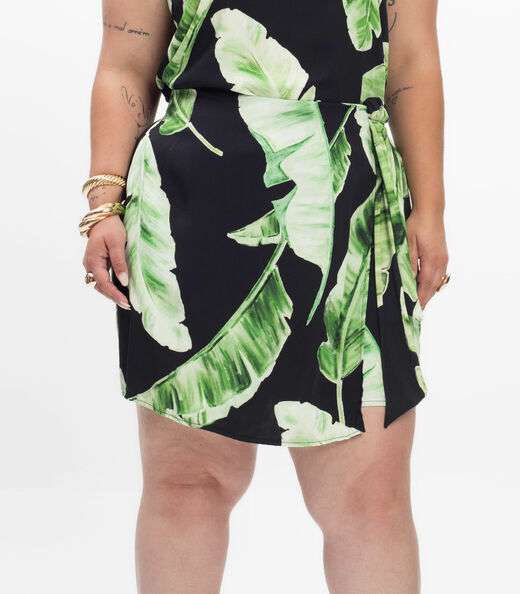 Shorts Saia Feminino Plus Size Secret Glam Preto