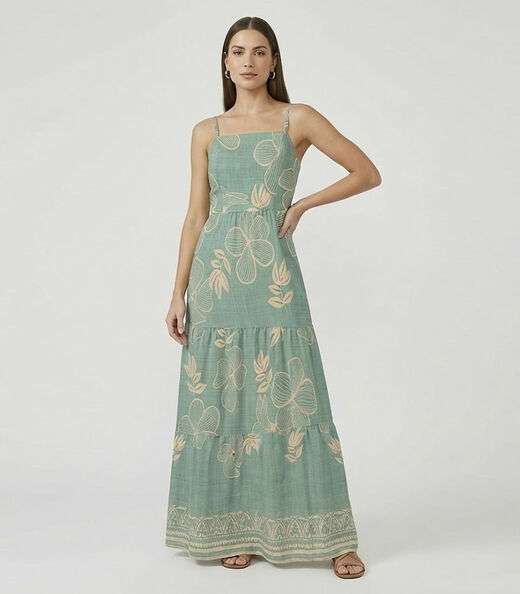 Image_Vestido Longo Feminino Lastex Estampado Select Verde